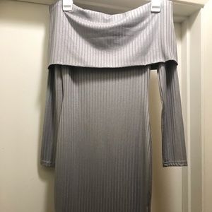 Formal silver Windsor bodycon off-shoulder dress